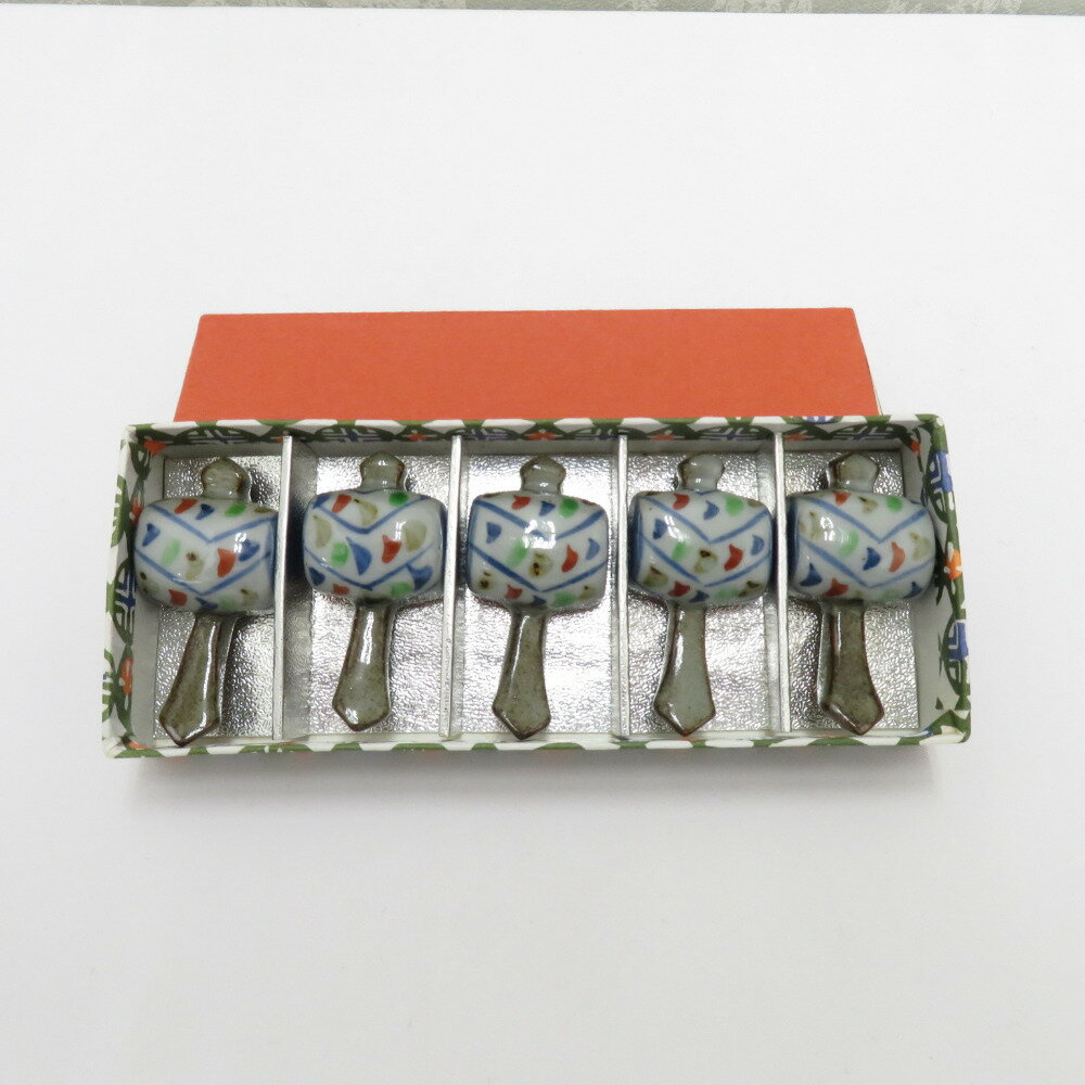 食器 京焼 清水焼 点文打出 はしおき 箸置き 小槌 こづち 5個組