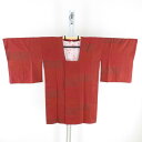 道行 膨れ織 飾り市松 赤茶色 正絹 着物コート 和装用 ちりよけ 身丈94cm【中古】