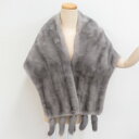 SAGA MINK (サガミンク) ショール レディース グレー 房付き 本毛皮 長さ150cm 最大幅40cm 成人式 晴れ着 振袖 防寒 長さ150cm