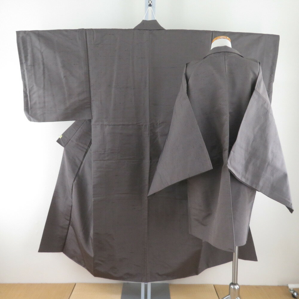 男着物 紬 アンサンブル 青宝お召紬 袷 茶色 正絹 男性用きもの メンズ 仕立て上がり 和服 男物 カジュアル 身丈144cm