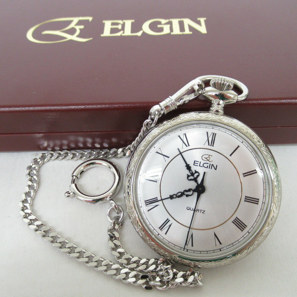 ELGIN (エルジン) 懐中時計 クォーツ式時計 アンティーク シルバー ジャンク
