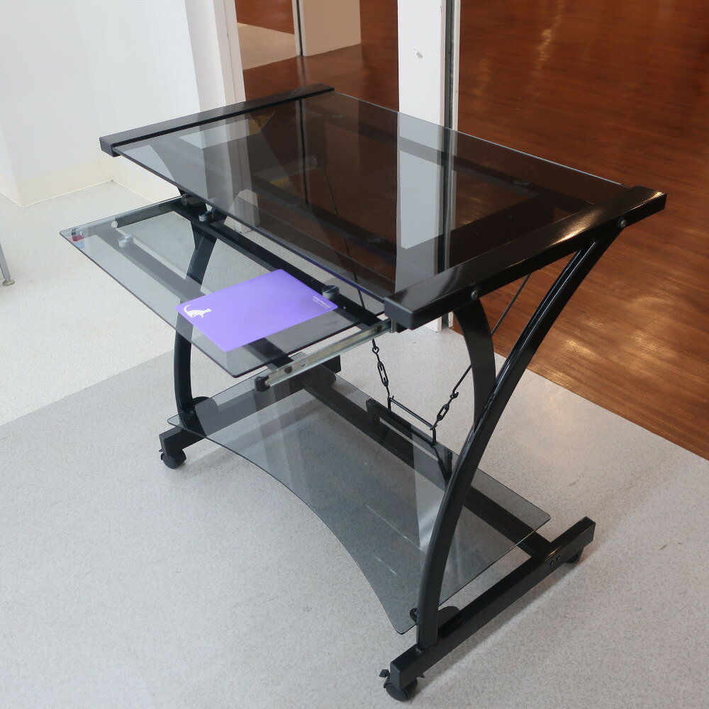 家具 ガラスパソコンデスク【中古】