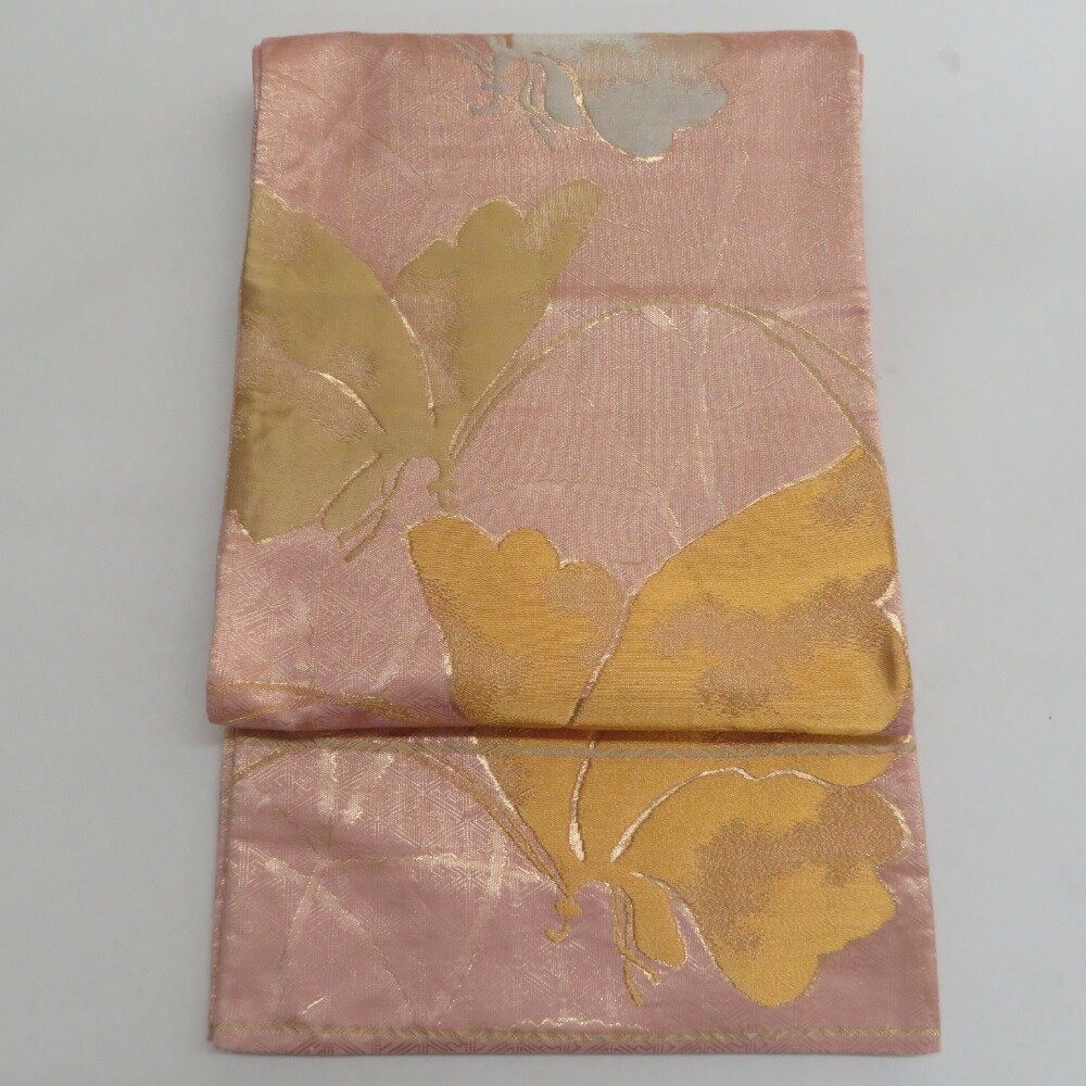 袋帯　振袖　成人式　美品　ピンク　ハート　花柄 　六通　中古　Ｏ-181 袋帯 振袖 成人式 美品 ピンク ハート 花柄 六通 中古 O-181 【公式通販】