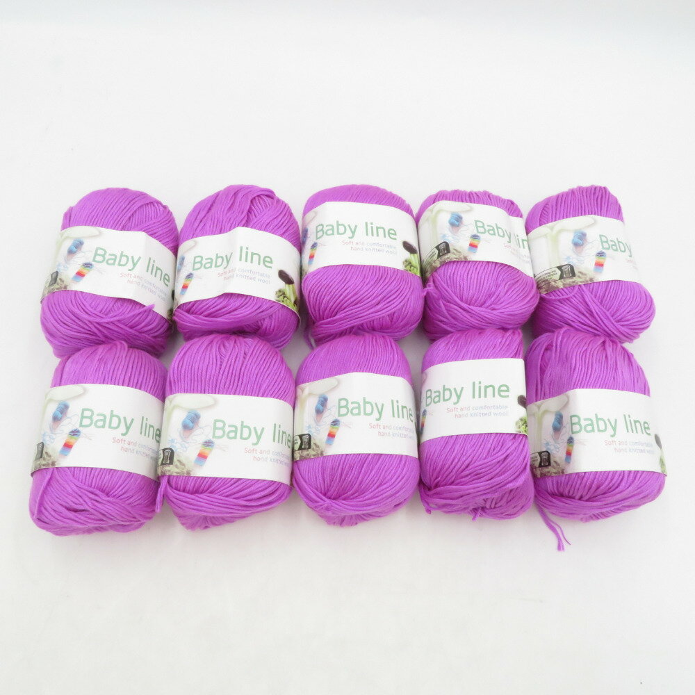 毛糸 Baby line 10玉セット パープル 1玉50g巻 アクリル100% 秋冬毛糸 未使用品【中古】