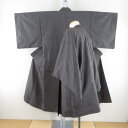 男着物 紬 アンサンブル 袷 黒色 正絹 男性用きもの 羽織 セット 松に坪模様 メンズ 仕立て上がり 和服 男物 カジュアル 身丈135.5cm