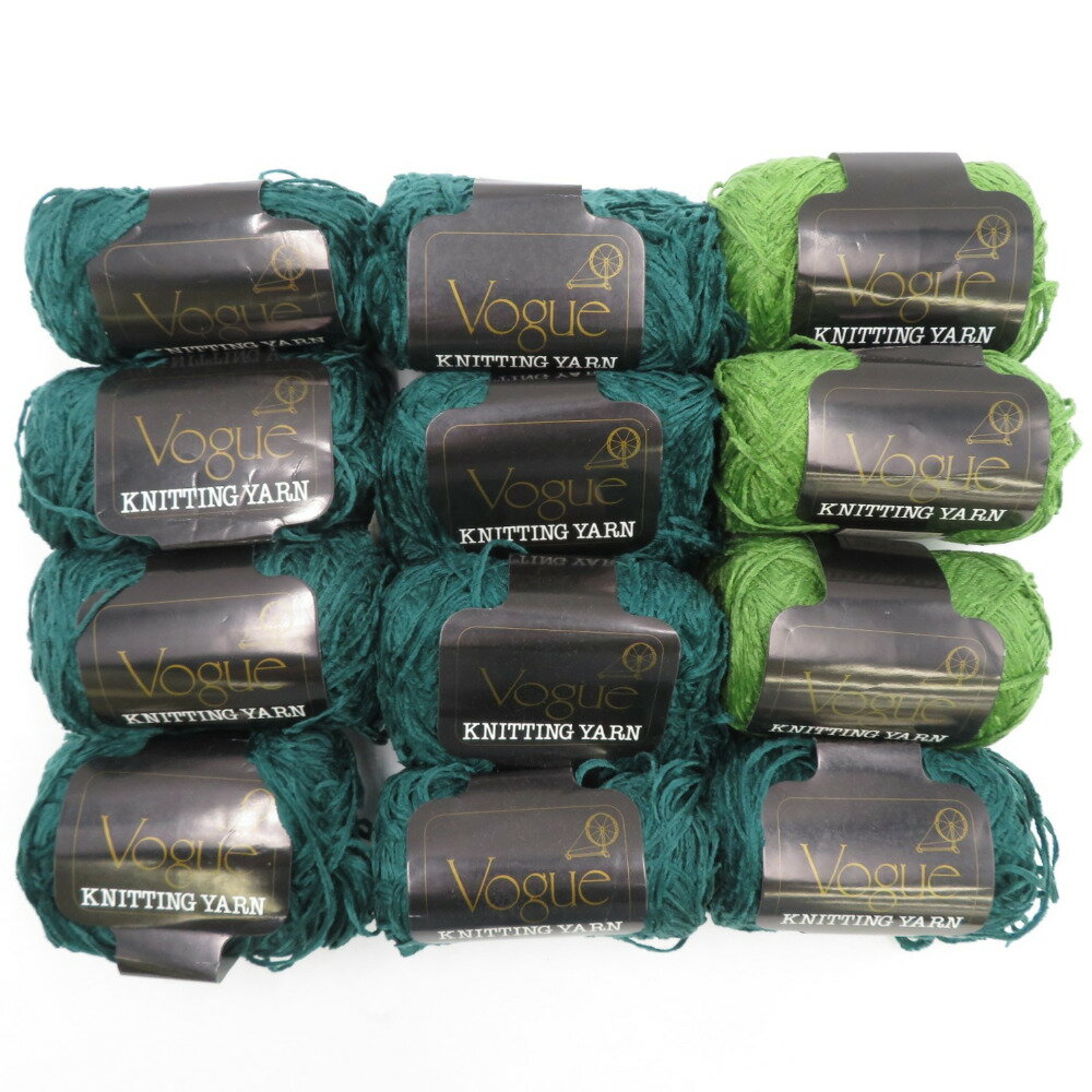 毛糸 エクトリー ヴォーグ ビロードモール Y36002 約30g(111m)×12玉 グリーン系 未使用品【中古】