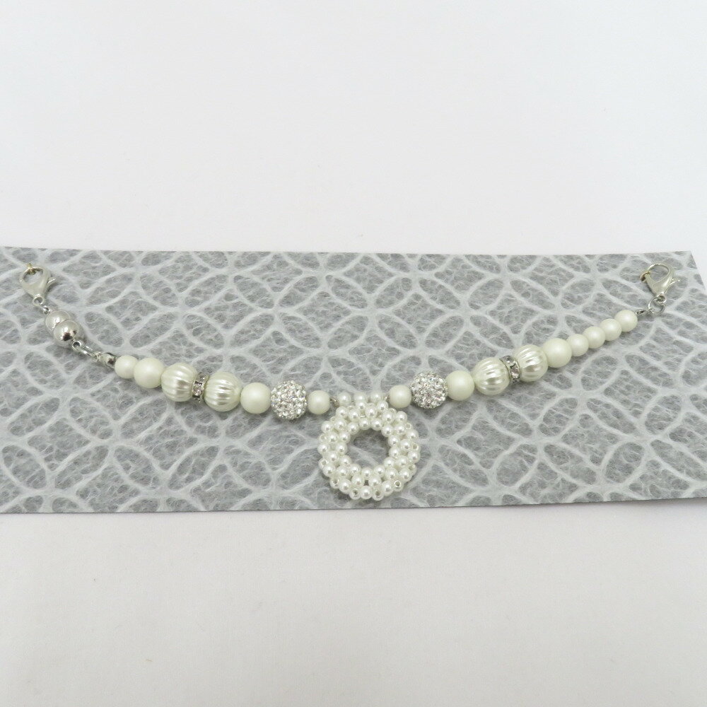 和小物 羽織紐 女性用 ホワイト×シルバー パール ビーズ レディース 和装小物 新品
