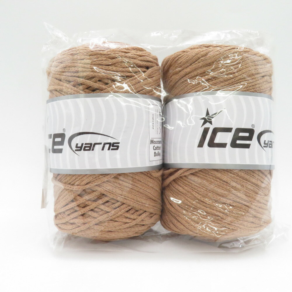毛糸 GUILD by POD ICE Yarns アイスヤーン マクラメコットンバルキー 2玉 カフェラテ 1玉250g巻 約150m 綿100 トルコ製 未使用品【中古】