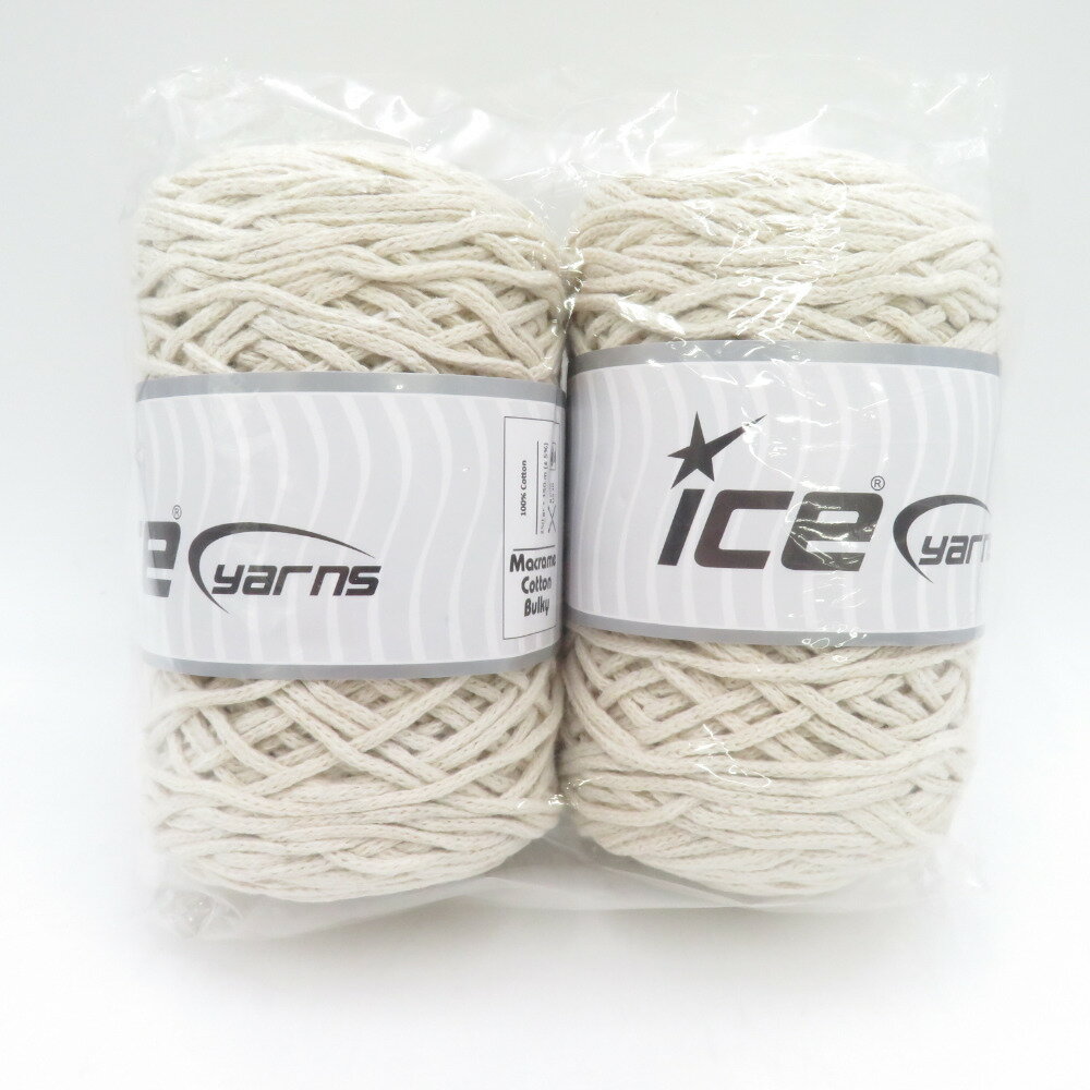 毛糸 GUILD by POD ICE Yarns アイスヤーン マクラメコットンバルキー 2玉 エクル 1玉250g巻 約150m 綿100 トルコ製 未使用品【中古】