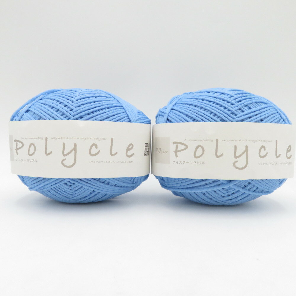 毛糸 Wister ウイスターポリクル 2玉セット 1玉約80g 7番色 グレイッシュブルー 藤久 バッグ帽子作り 雑貨向き 春夏 未使用品【中古】