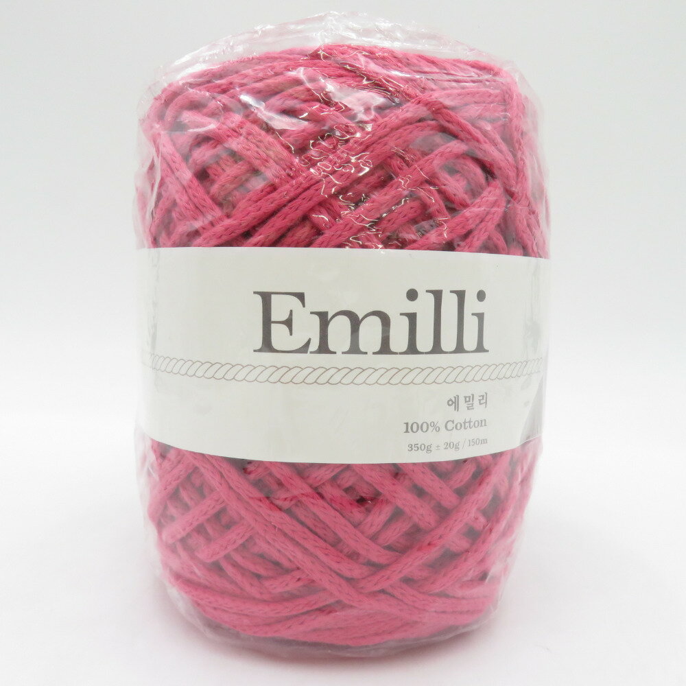 毛糸 Yarn-a Emilli エミリ 100％コットン 1玉約350g 18番色 ストロベリー バッグ帽子作り 雑貨向き 春夏 未使用品【中古】