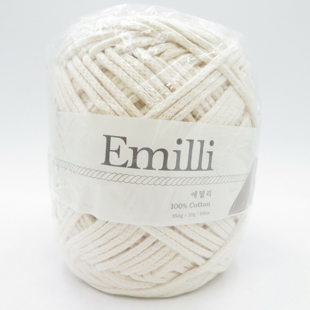 毛糸 Yarn-a Emilli エミリ 100％コットン 1玉約350g 2番色 アイボリー バッグ帽子作り 雑貨向き 春夏 未使用品【中古】