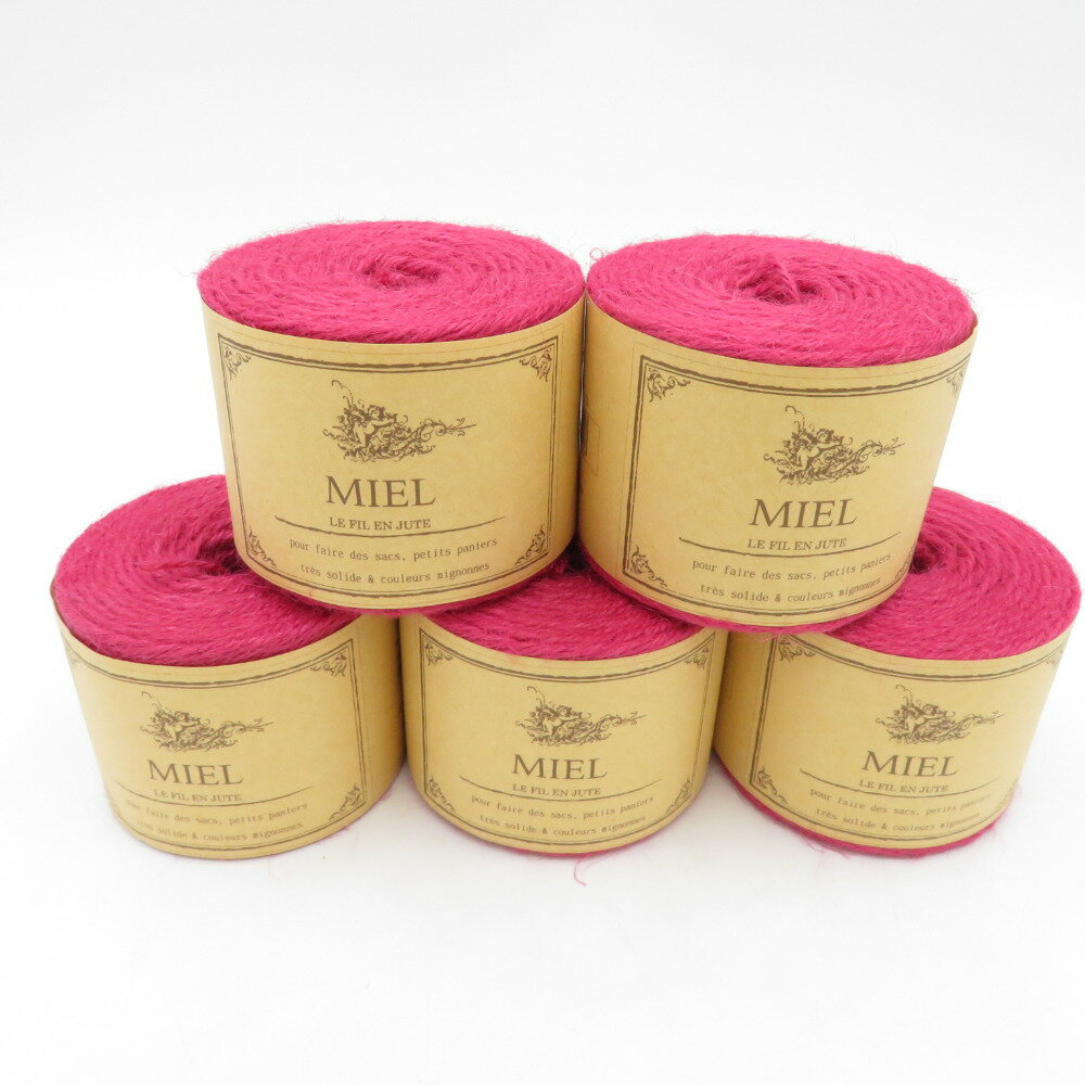 毛糸 毛糸ピエロ MIEL ミエル 5玉セット 10番色 ルージュ 1玉110g ジュート糸 黄麻 合太 春夏毛糸 未使用品【中古】