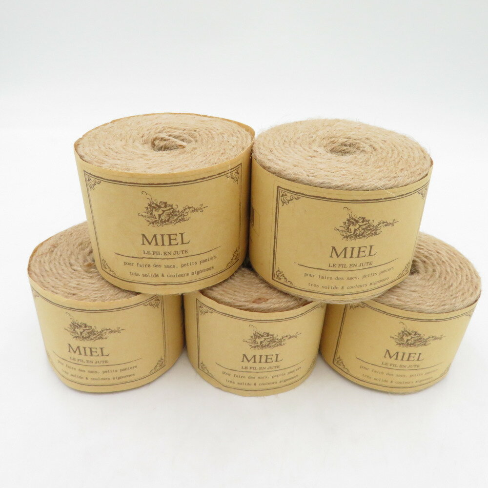 毛糸 毛糸ピエロ MIEL ミエル 5玉セット 5番色 コルク 1玉110g ジュート糸 黄麻 合太 春夏毛糸 未使用品【中古】