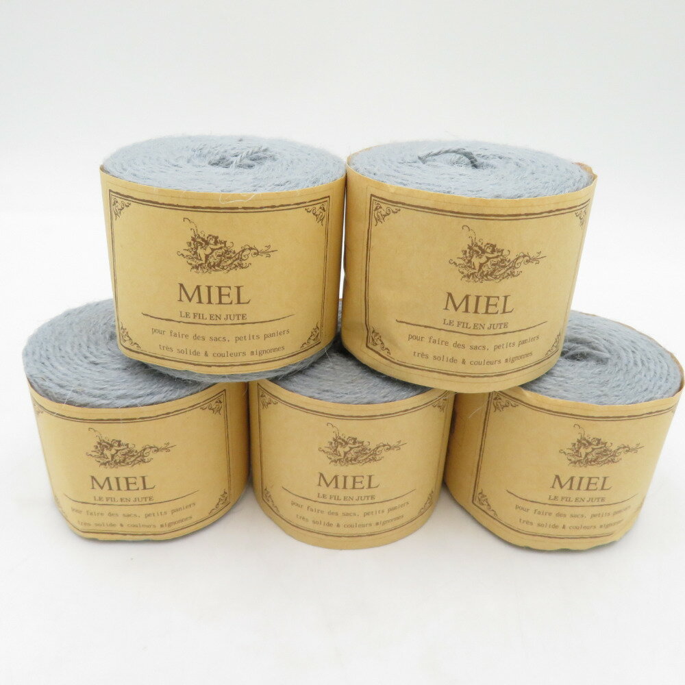 毛糸 毛糸ピエロ MIEL ミエル 5玉セット 6番色 グレー 1玉110g ジュート糸 黄麻 合太 春夏毛糸 未使用品【中古】