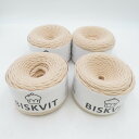 毛糸 BISKVIT Tシャツヤーン ニットヤーン 4玉 1玉330g巻 約100m ロシア産 コットン100% バニラ 未使用品【中古】