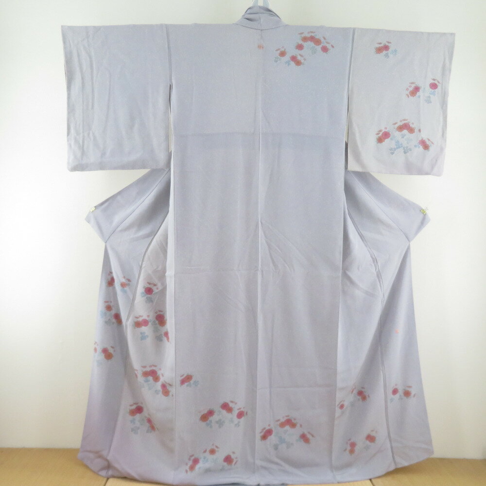 ＜銀の斧＞正絹・しつけ付作家物・色無地袷着物・現代サイズ・抹茶色・ふくれ織・吉祥文様 裄のある着物 | きじばとや