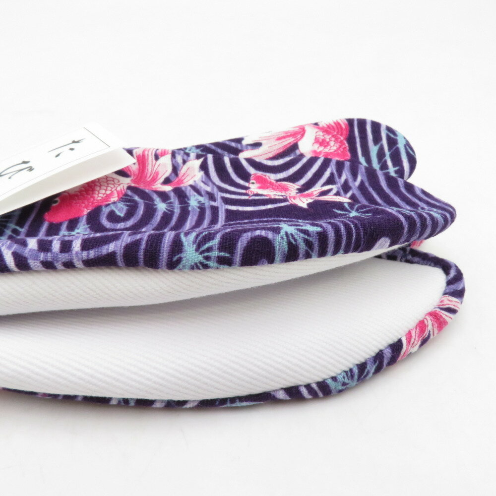 柄足袋 23.5cm 紫色 金魚柄 底面白色 日本製 たびや 一輪館 綿100％ 4枚こはぜ レディース 女性用 足袋 カジュアル 新品