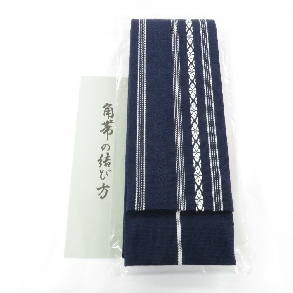 角帯 綿100％ 綿角帯 日本製 献上柄 濃紺色×白 濃紺 紳士 男性用 定番 浴衣帯 メンズ 男帯 着物 和装 長さ400cm 新品