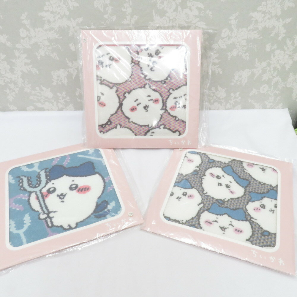ちいかわ シェニール織 3枚セット タオルハンカチ チイカワさすまたシェニール ハチワレイッパイシェ THいっぱいシェニール TOWEL MUSEUM タオルビジュツカン キャラクターグッズ【中古】