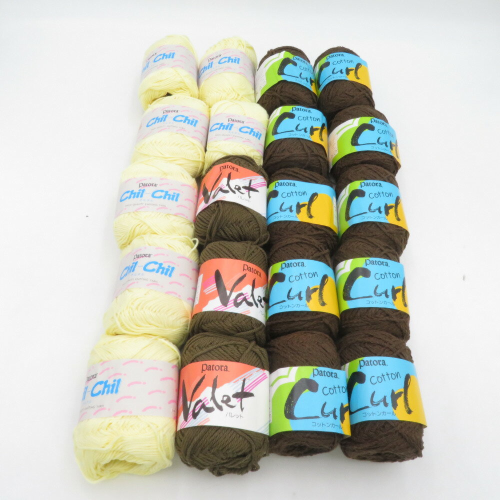 毛糸 Patora パトラ 20玉セット コットンカール×10 バレット×3 チルチル×7 綿 日本製 手芸材料【中古】