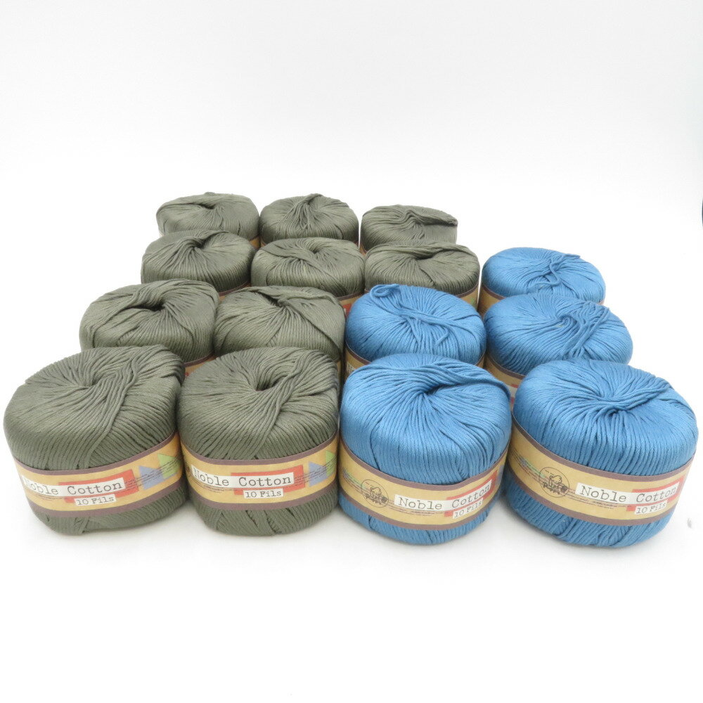 PUPPY (パピー毛糸) 毛糸 ノーブルコットン10fils 15玉セット 111番色 118番色 綿100% 1玉50g巻 糸長約125m 春夏毛糸【中古】