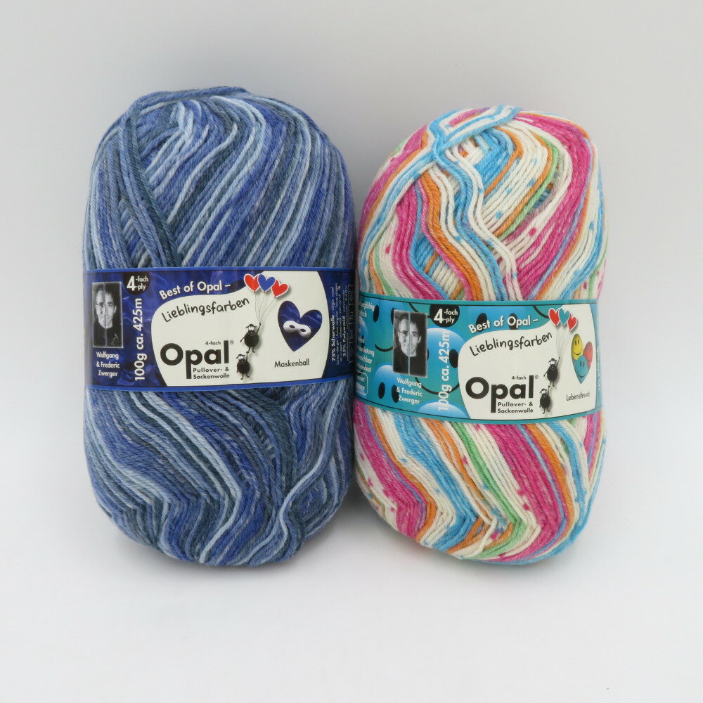毛糸 Opal オパール Best of Opal 2021 2玉 4ply/4本撚り 3005番色 7930番色 100g玉巻 約425m 未使用品【中古】