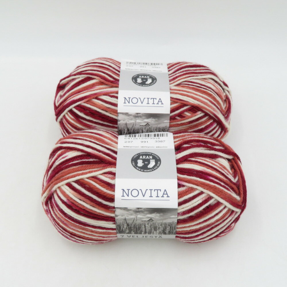 毛糸 NOVITA ノヴィタ 7 Veljestä(7 BROTHERS) KORPI 2玉 991番色 赤系 100g玉 ユザワヤ限定 未使用品【中古】