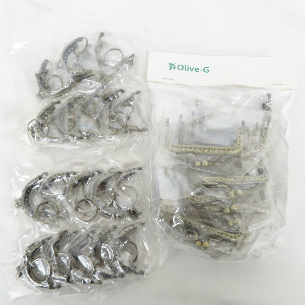 【手芸道具まとめて】がま口 キスロック 口金パーツ 30個セット アンティーク調 角型 8.5cm チェーン付 5cm ゴールド 未使用品【中古】