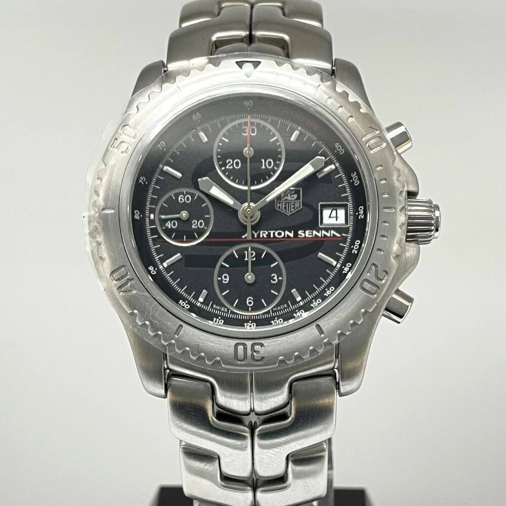 タグホイヤー アイルトン・セナ コラボ 限定1991本 CT2114 41mm リンク クロノグラフ 自動巻き メンズ LINK 未使用品 TAG HEUER 腕時計 【中古】