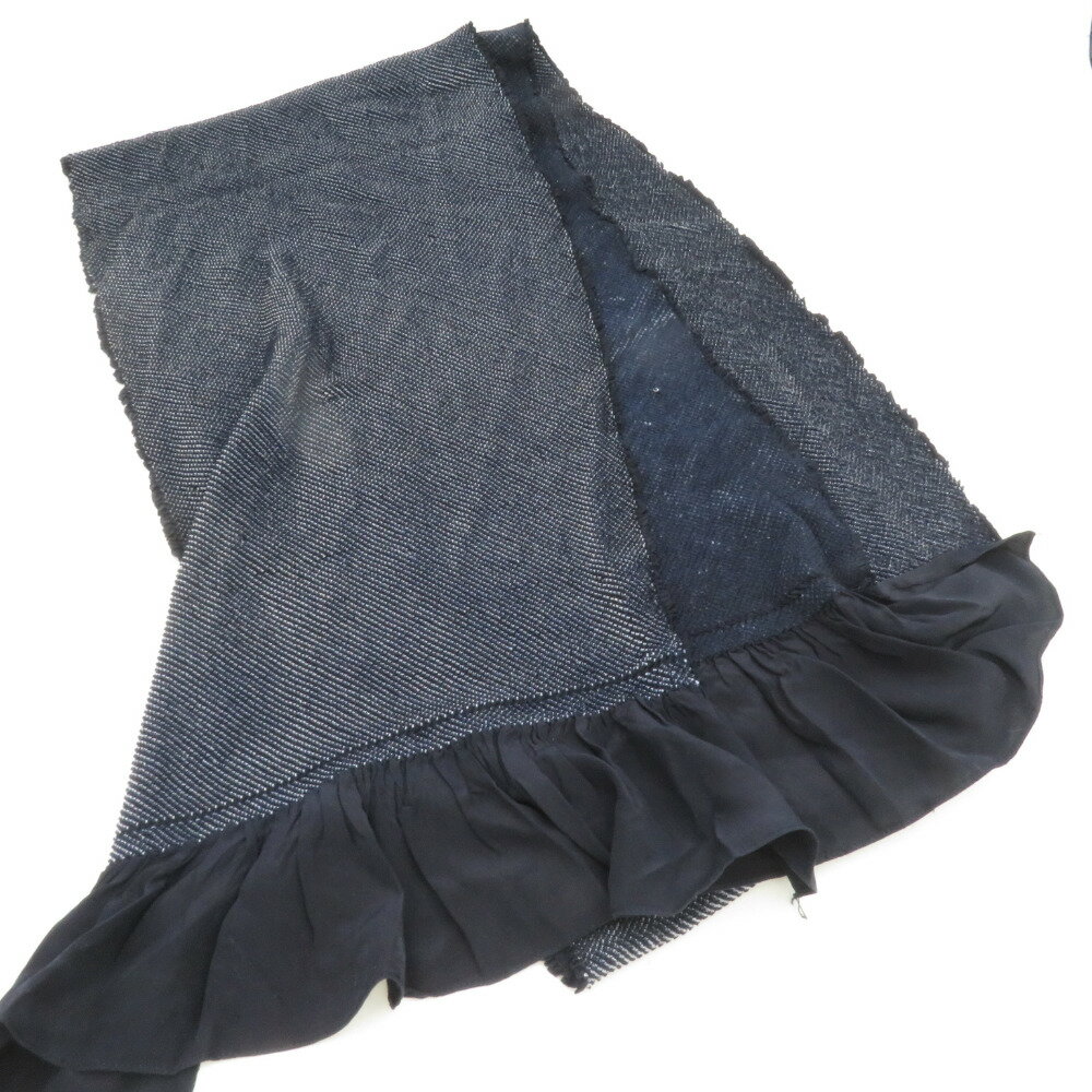 男帯 総絞り 大人用 兵児帯 正絹 紺色 カジュアル メンズ へこ帯 男物 鹿の子 しぼり 普段着物用 長さ260cm【中古】