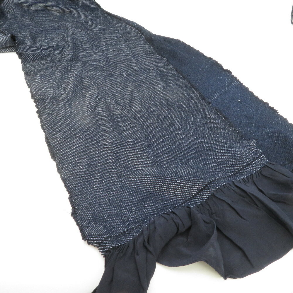 男帯 総絞り 大人用 兵児帯 正絹 紺色 カジュアル メンズ へこ帯 男物 鹿の子 しぼり 普段着物用 長さ260cm【中古】