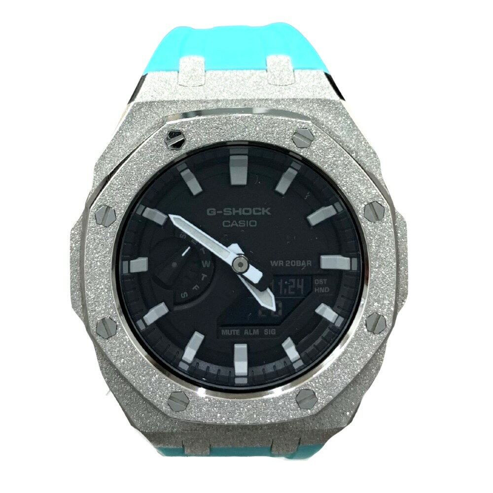 G-SHOCK (CASIO ジーショック) 腕時計 GA-2100-1AJF カスタム品 カシオーク シルバー ブルー 20気圧防水 Dバックル メンズ【中古】(2)
