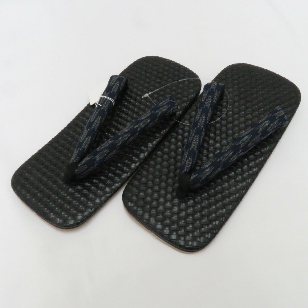 草履 男性用 雪駄 メンズ着物用 ネイビー×グレー矢羽根・ブラック Lサイズ26cm カジュアル 普段着物 浴..
