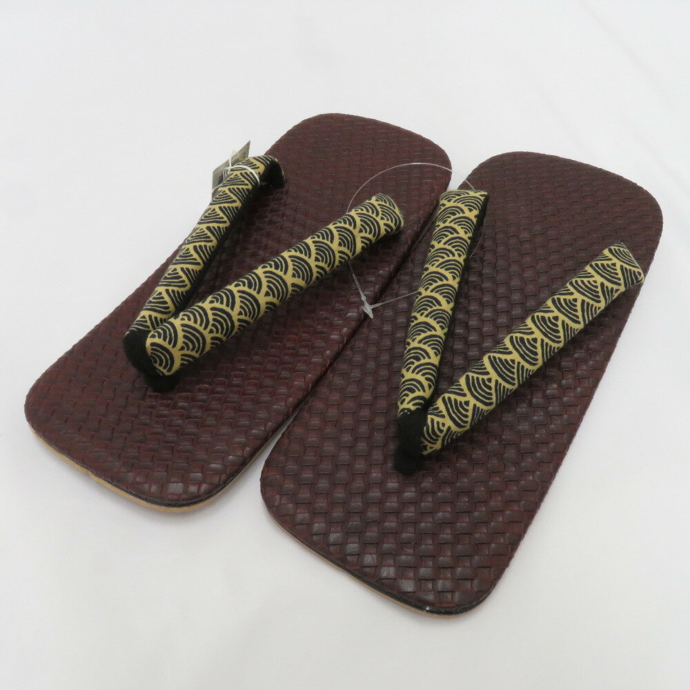 草履 男性用 雪駄 メンズ着物用 ベージュ×ネイビー青海波・エンジ Lサイズ 26cm カジュアル 普段着物 ..