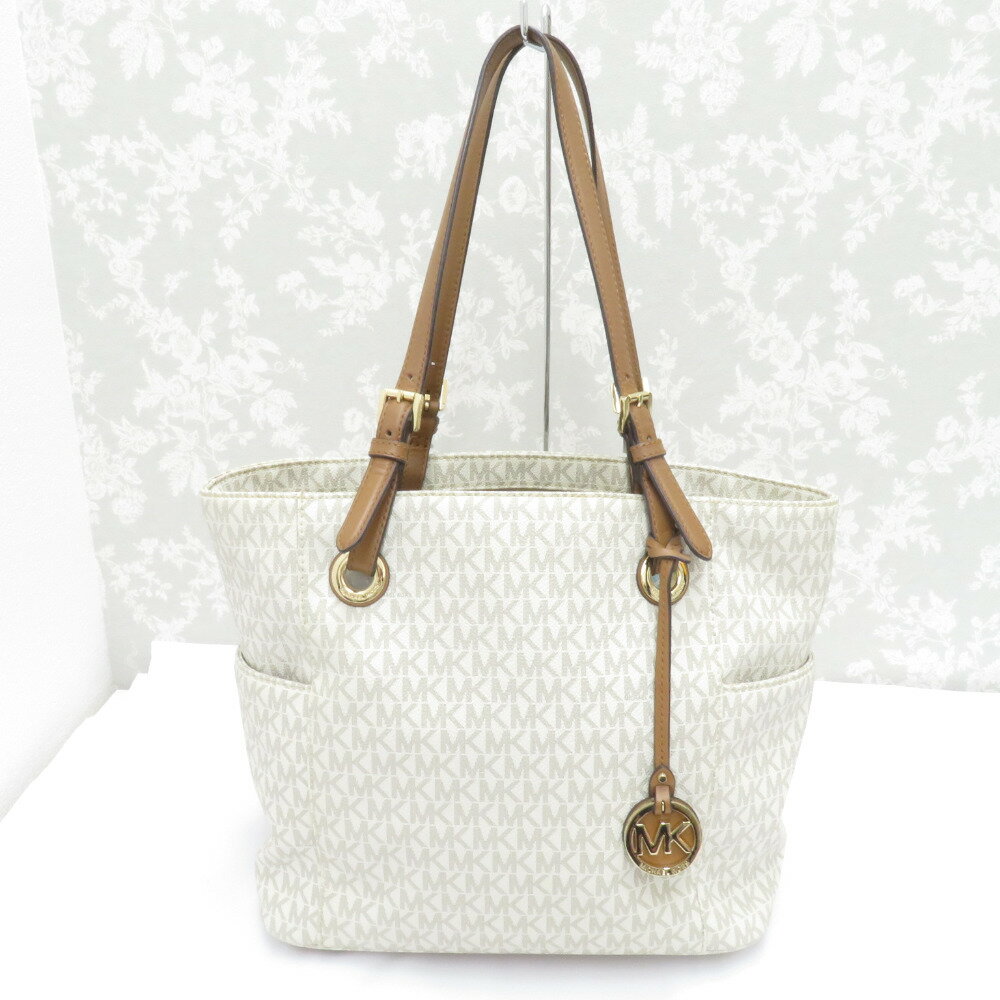 Rakuten - Michael Kors (マイケルコース) トートバッグ バニラ 総柄 チャーム付き 30H6GTTT3V 150【中古】