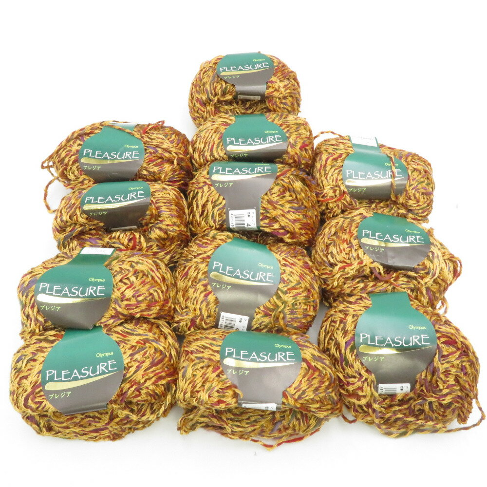 オリムパス製絲 毛糸 PLEASURE プレジア 12玉セット 4番色 オレンジ 1玉40g玉巻 約112m ファンシーヤーン 秋冬【中古】