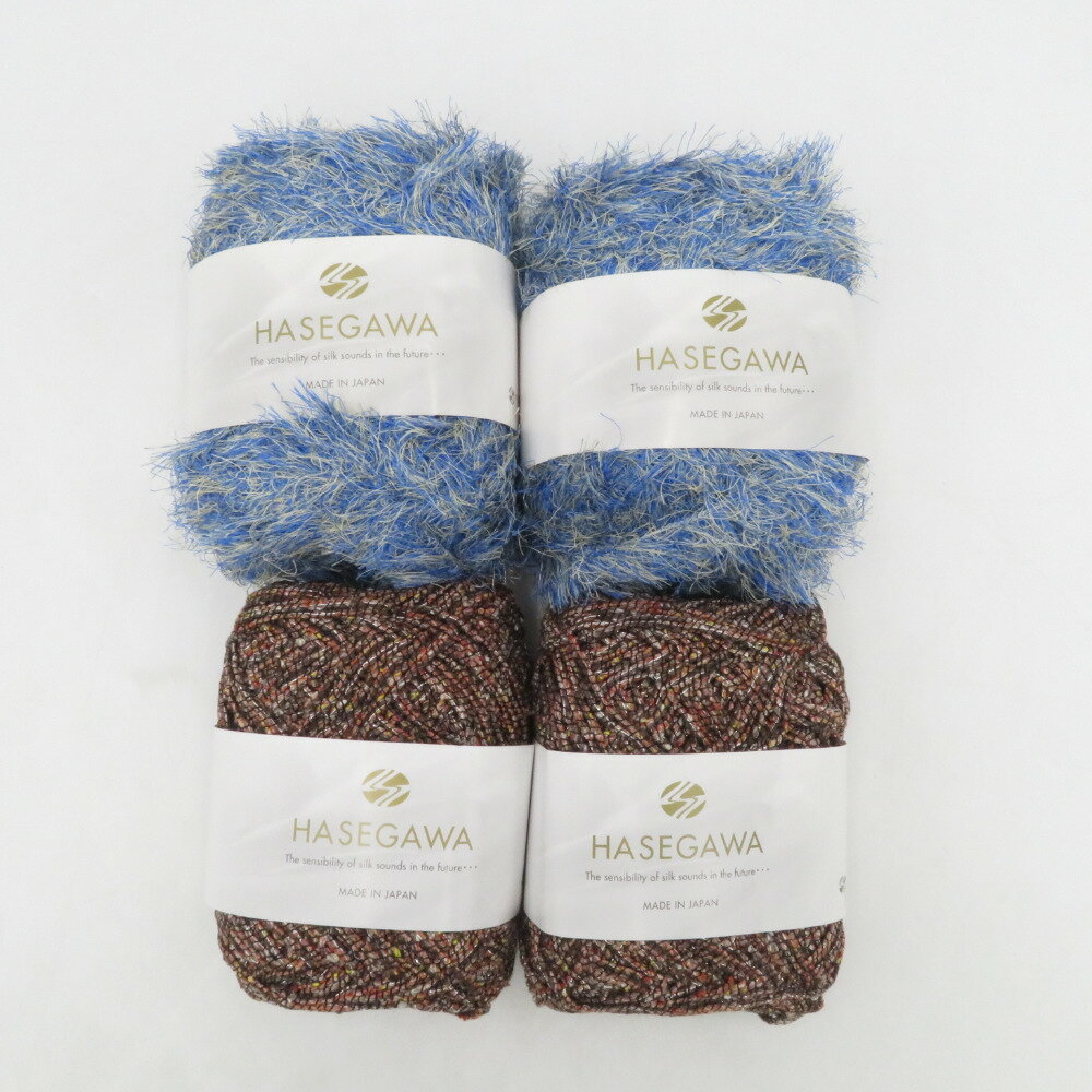 HASEGAWA (ハセガワ) 毛糸 SILFUR 56番色 シルクツイードカバーヤーン【ラメ入り】7番色 4玉セット 50g玉 シルク混 中細 保管臭あり【中古】