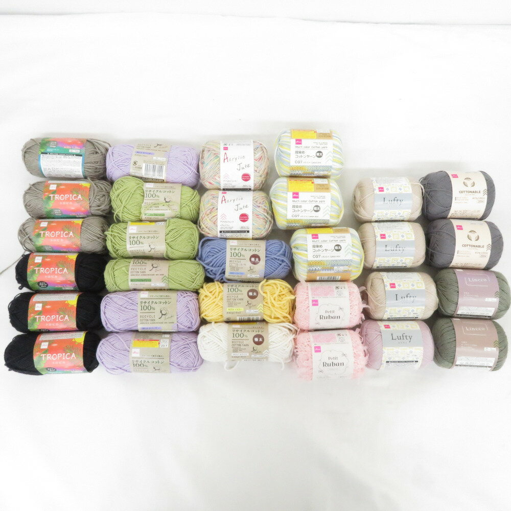 【福袋】DAISO (ダイソー) 毛糸 30玉 アソートセット コットン ポリエステル 段染めなど 春夏 【中古】