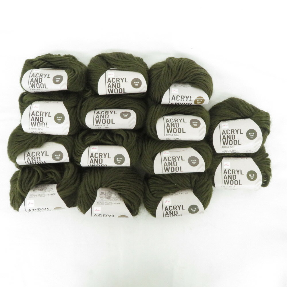 DAISO (ダイソー) 毛糸 アクリル アンド ウール 14玉セット 1玉30g 約28m カーキ【中古】