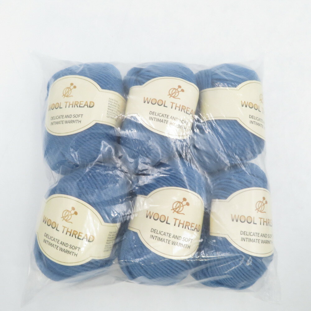Rakuten - 毛糸 WOOL THREAD 6玉セット ブルー系 並太相当 1玉50g ウール90％ ポリエステル10％ 編み物 手編み 秋冬 未使用品【中古】