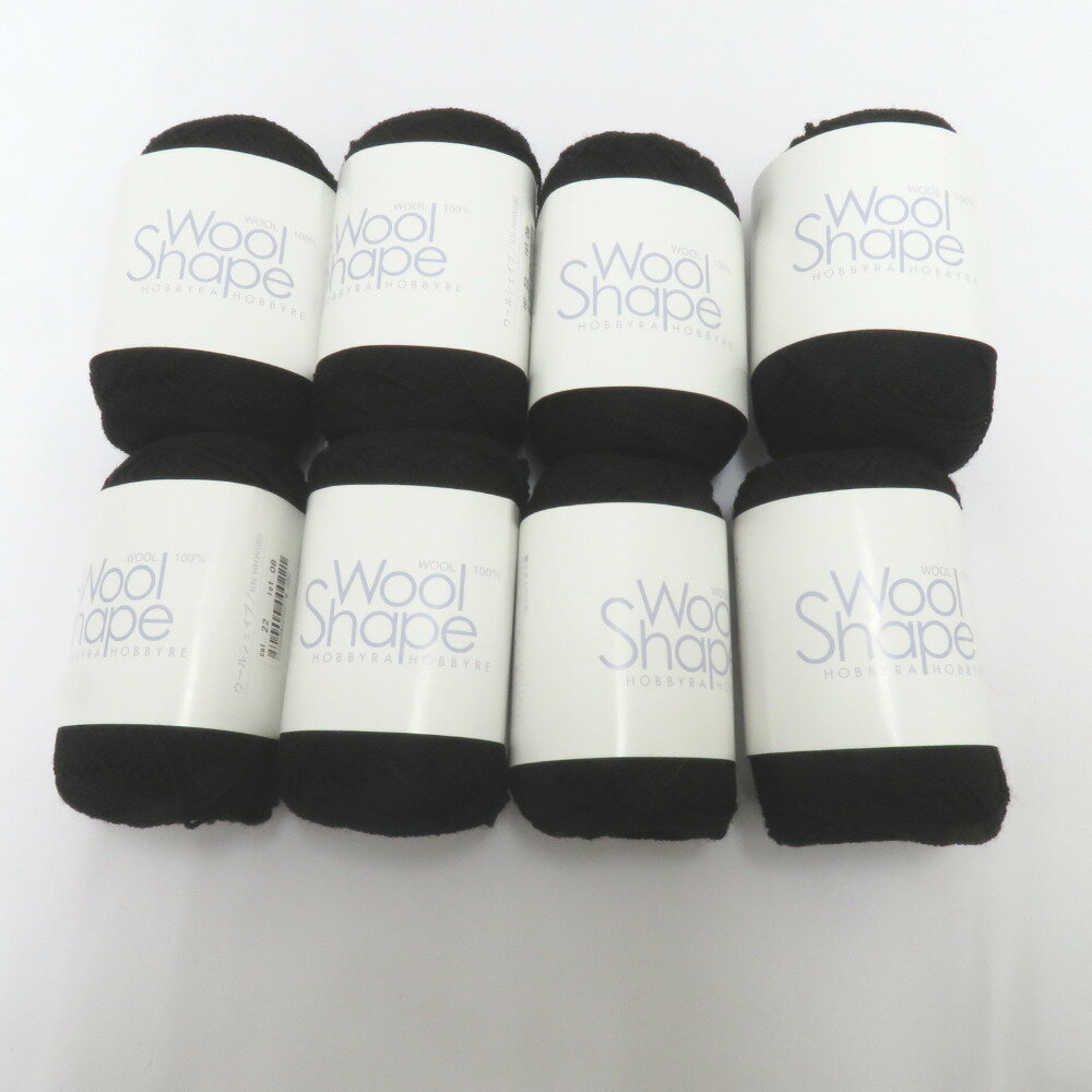 HOBBYRA HOBBYRE (ホビーラホビーレ) 毛糸 Wool Shape ウールシェイプ 25g玉巻 8玉セット 色番22 ブラック系 黒 編み物 手芸材料 未使用品【中古】