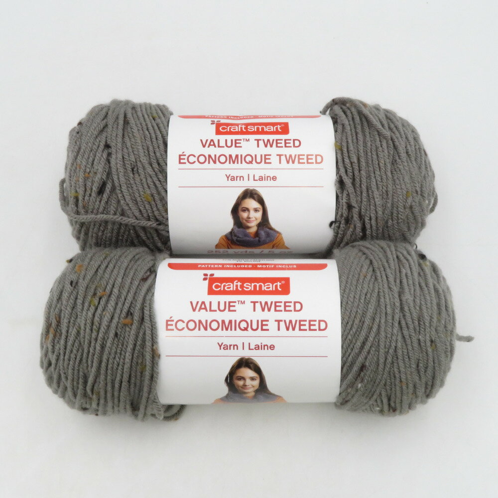 毛糸 craft smart クラフトスマート value tweed 2玉 VD103番色 1玉141g グレー系 並太 未使用品【中古】