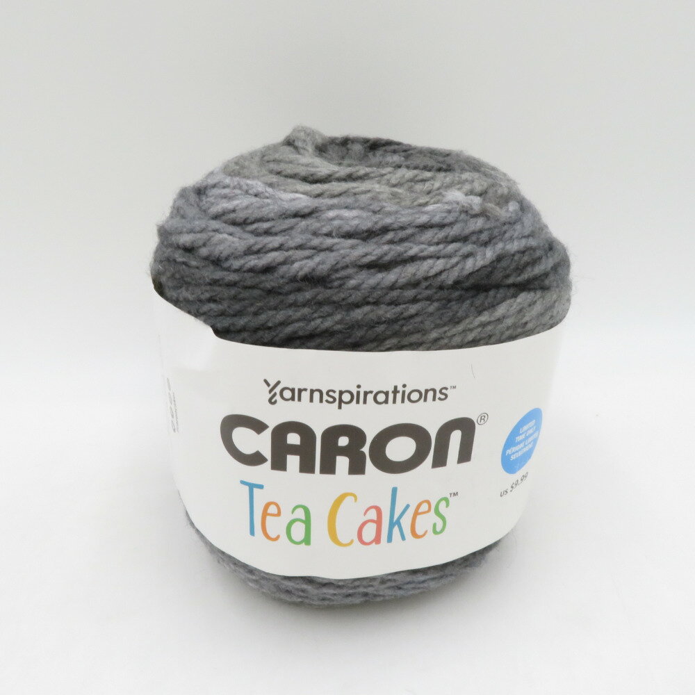 毛糸 CARON Tea Cakes グレー系 1玉 240g 竹製かぎ針セット 未使用品【中古】