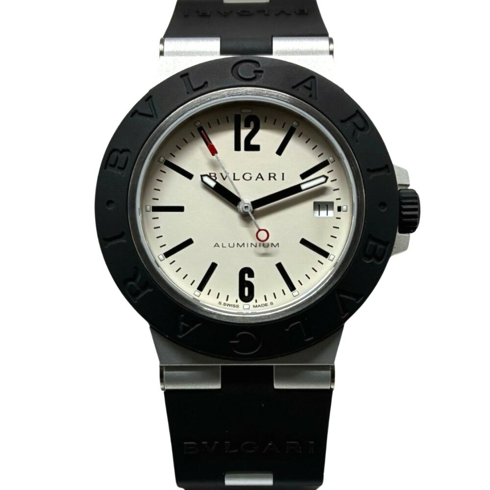 ブルガリ アルミニウム 40mm 103382 ラバーベゼル×ラバーストラップ クリーム文字盤 キャリバーB77 自動巻き メンズ BVLGARI 腕時計 【中古】