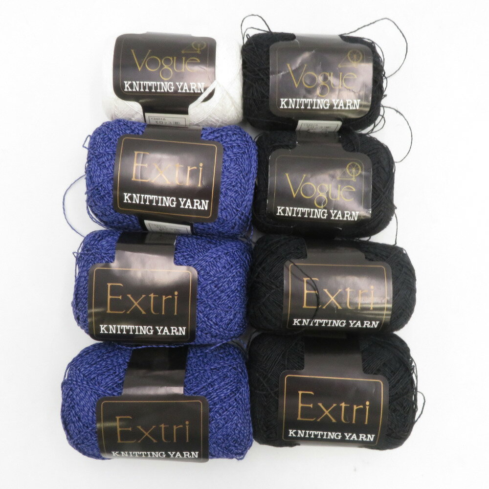 毛糸 エクトリー ヴォーグ モロッコ(細) Y34010 約40g(268m)×8玉 ブラック パープル ホワイト系 未使用品【中古】