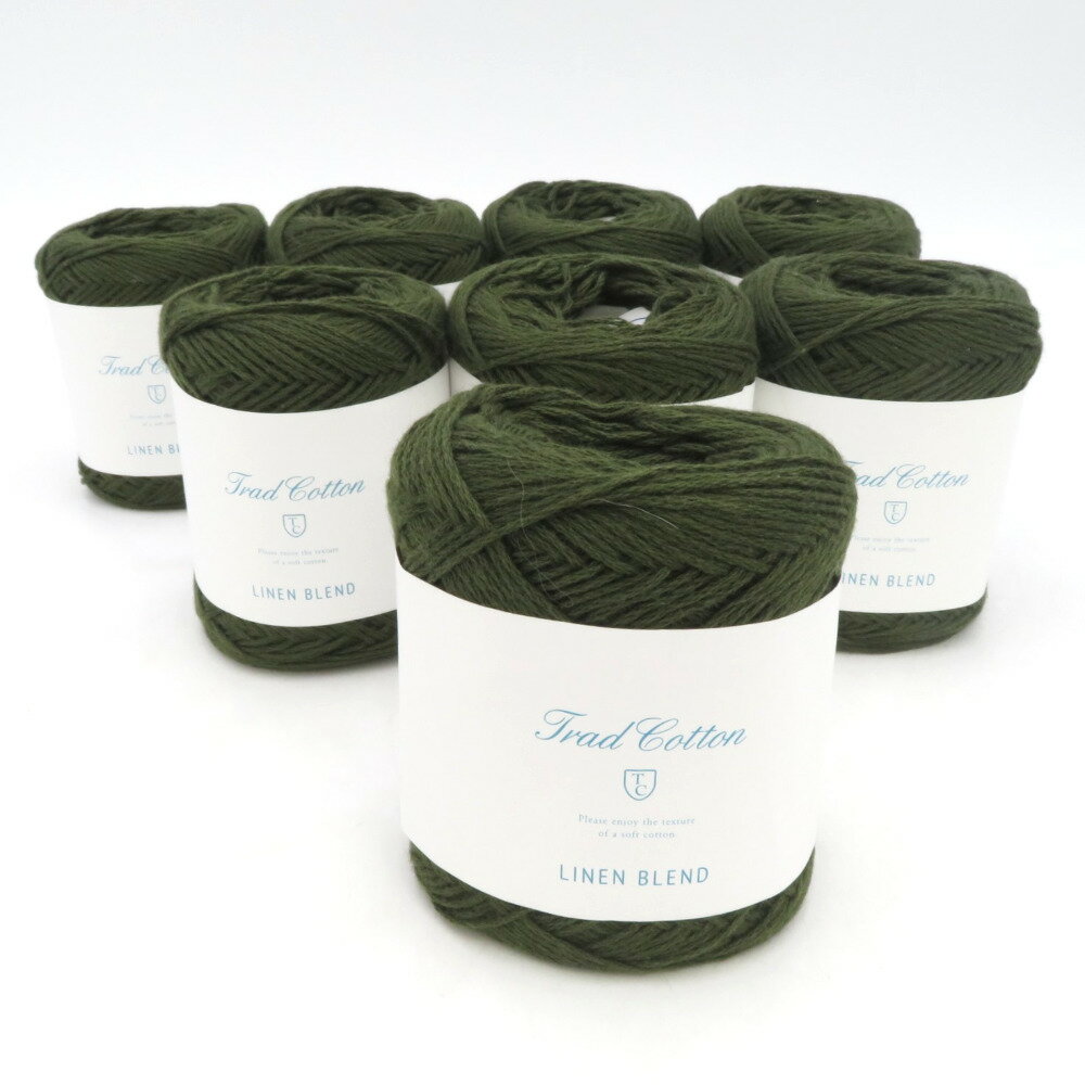 DARUMA (ダルマ) 毛糸 トラッドコットン リネンブレンド 合太 8玉セット Col.4 グリーン系 25g 約100m 日本製 横田 Yokota 未使用品【中古】