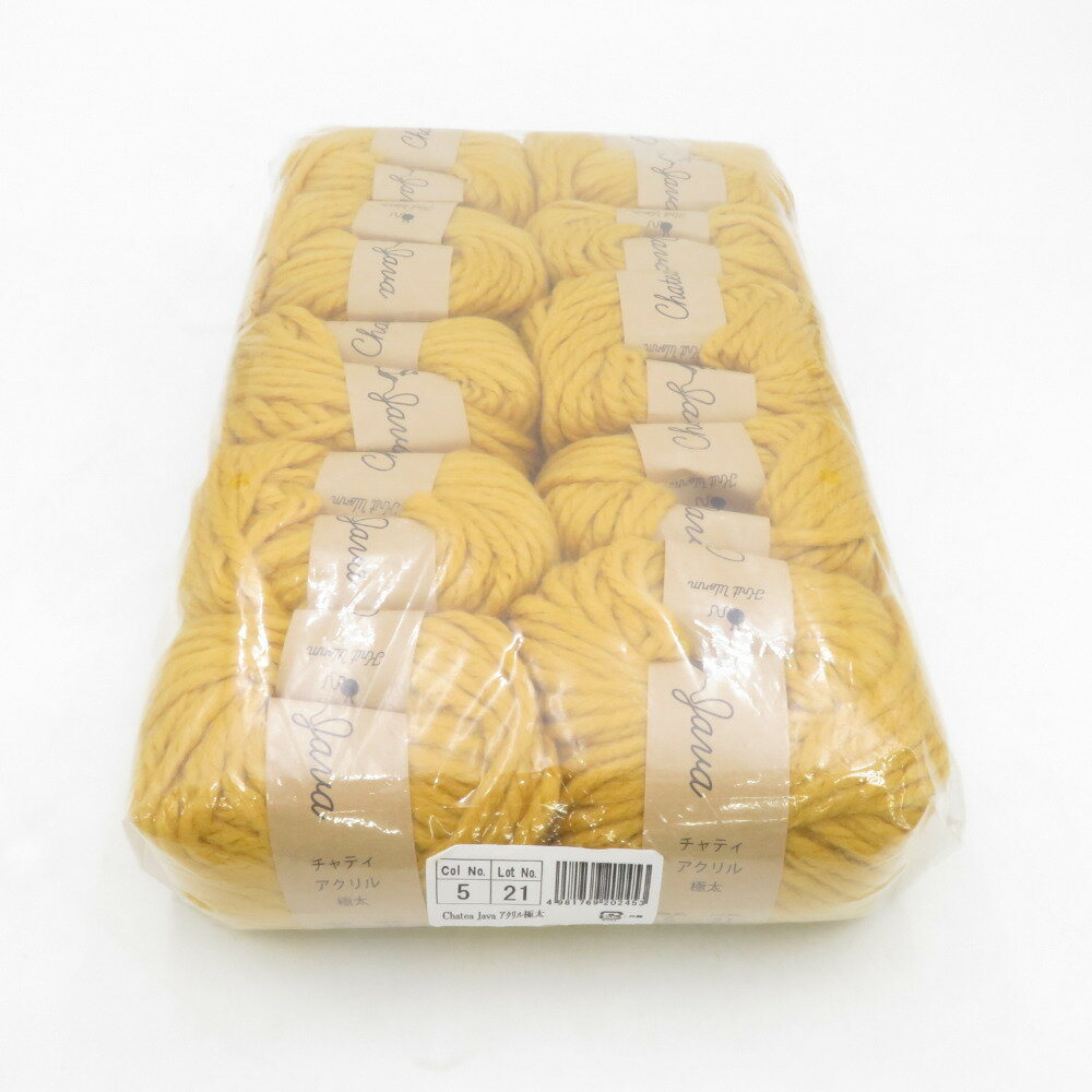 毛糸 原ウール Knitworm Chatea チャティアクリル 極太 10玉セット 5番色 パンプキン 1玉30g 約31m アクリル100% 秋冬 未使用品【中古】