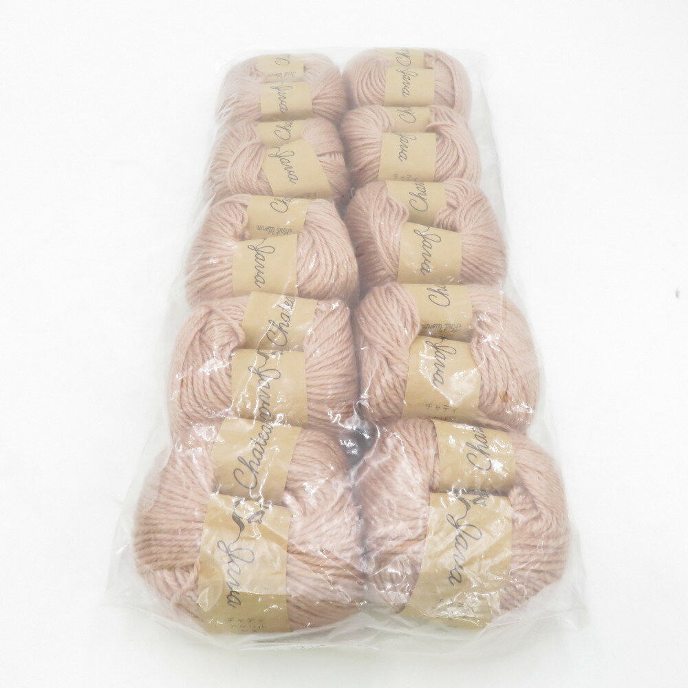 毛糸 原ウール Knitworm Chatea チャティアクリル 並太 10玉セット 2番色 いちご 1玉30g 約66m アクリル100% 秋冬 未使用品【中古】