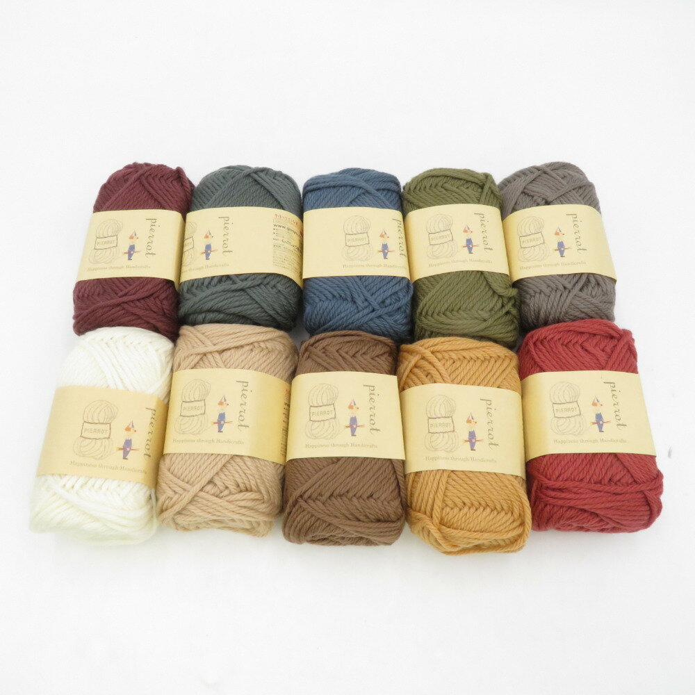 毛糸 毛糸ピエロ merino life メリノライフ 10玉セット 1番色から10番色 アソート 1玉40g 約52m ウール 並太 極太 日本製 秋冬 未使用品【中古】